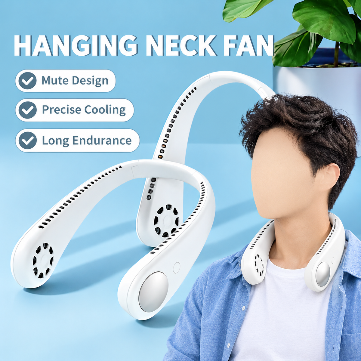 Mini Neck Portable No Bladeless Hanging Neck Rechargeable Air Cooler Mini Summer Sport Fan (Random Colors)