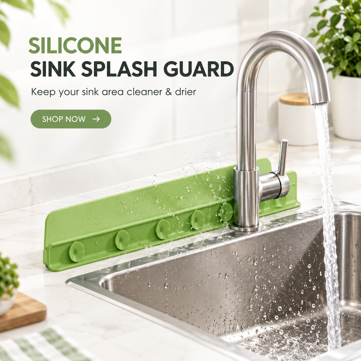 Silicone Sink Splash Guard – Anti-Spill Faucet Stopper, Flexible Oil-Proof Water Baffle Plate with Strong Suction Cups-Random Colour