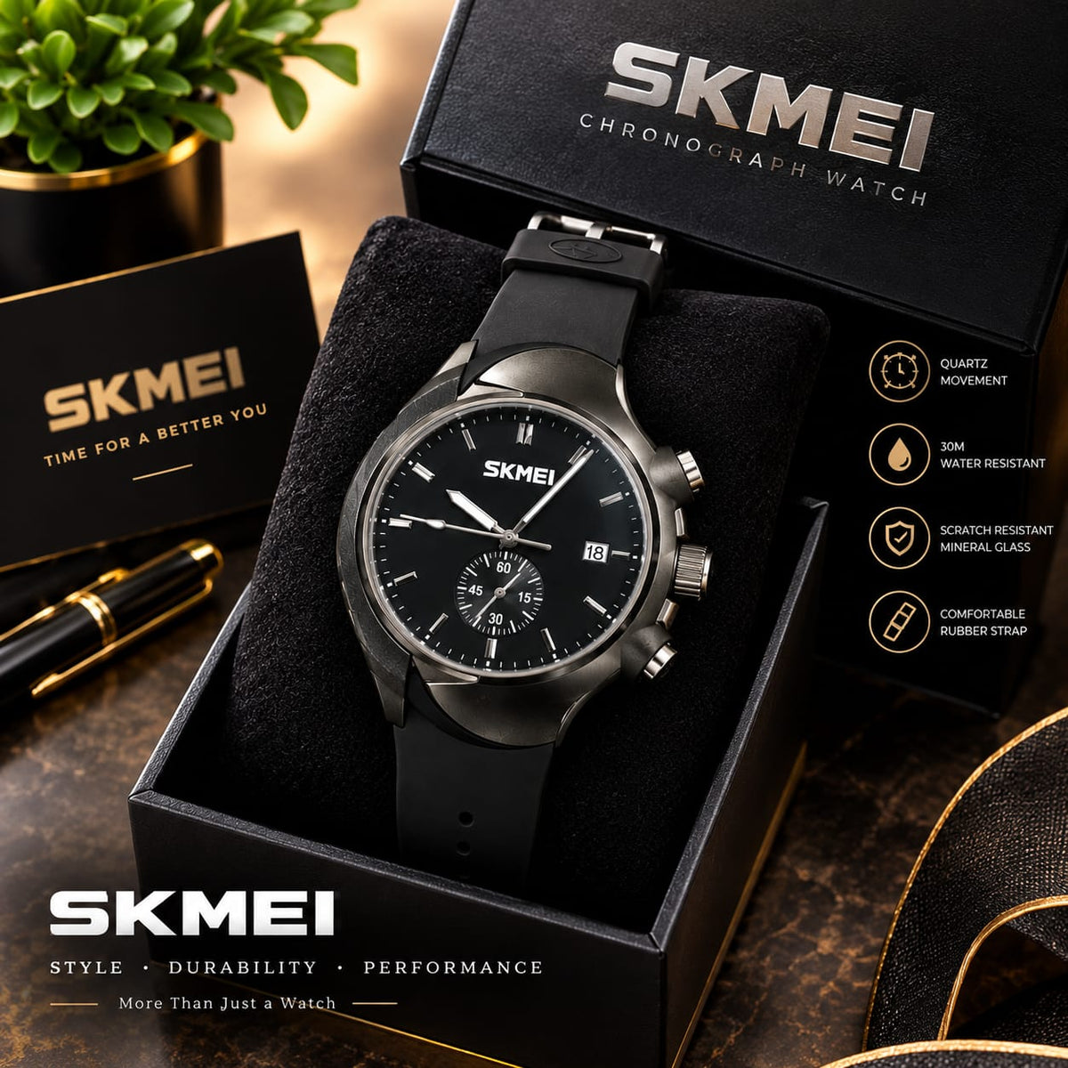 SKMEI Men’s Chronograph Watch – Stylish & Durable Wristwatch