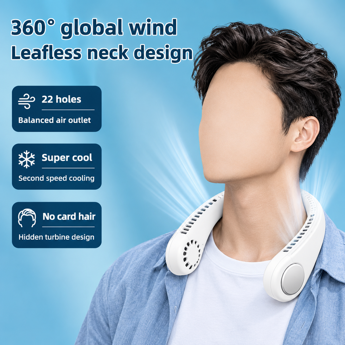 Mini Neck Portable No Bladeless Hanging Neck Rechargeable Air Cooler Mini Summer Sport Fan (Random Colors)