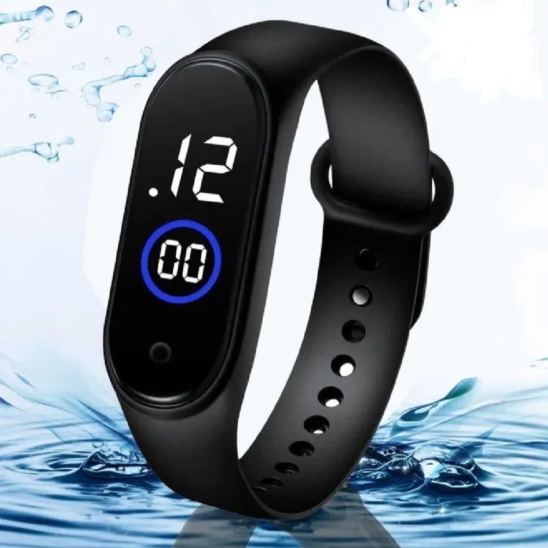 Latest M4 LED Watch Digital Sports Bracelet for Boys & Girls – Waterproof Touch Display – Random Band Color (Without Box)